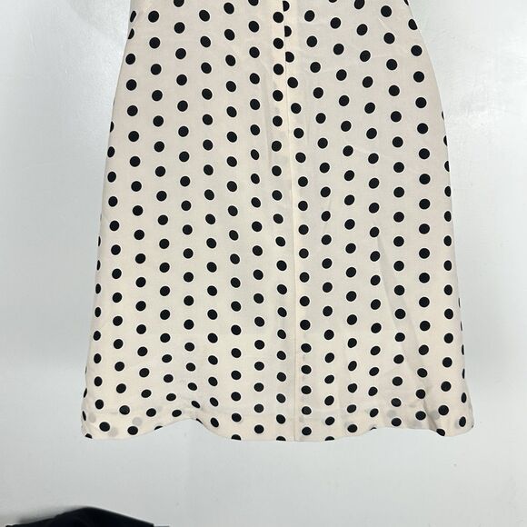 Patrizia Pepe 100%Silk Polka Dot Black Cream Dress Size 38 Cold Shoulder Lined - Picture 10 of 14